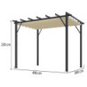Pergola 12m² HABRITA aluminium anthracite avec toile d'ombrage écru