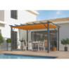 Pergola 12m² HABRITA aluminium anthracite avec toile d'ombrage rouille