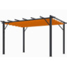 Pergola 12m² HABRITA aluminium anthracite avec toile d'ombrage rouille