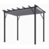 Pergola 12m² HABRITA 100% alu anthracite+toile d'ombrage 140gr/m² gris