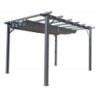Pergola 12m² HABRITA 100% alu anthracite+toile d'ombrage 140gr/m² gris