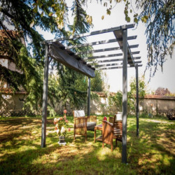 Pergola 12m² HABRITA 100% alu anthracite+toile d'ombrage 140gr/m² gris