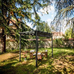 Pergola 12m² HABRITA 100% alu anthracite+toile d'ombrage 140gr/m² gris