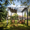 Pergola 12m² HABRITA 100% alu anthracite+toile d'ombrage 140gr/m² gris