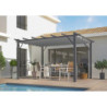 Pergola 12m² HABRITA 100% alu anthracite+toile d'ombrage 280gr/m² gris
