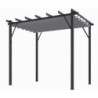 Pergola 12m² HABRITA 100% alu anthracite+toile d'ombrage 280gr/m² gris