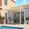 Pergola 12m² HABRITA aluminium coloris blanc avec toile d'ombrage écru