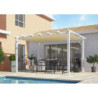 Pergola 12m² HABRITA aluminium coloris blanc avec toile d'ombrage écru