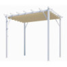 Pergola 12m² HABRITA aluminium coloris blanc avec toile d'ombrage écru