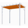Pergola 12m² HABRITA aluminium blanc avec toile d'ombrage rouille