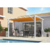 Pergola 12m² HABRITA aluminium blanc avec toile d'ombrage rouille