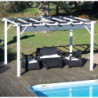 Pergola 12m² HABRITA aluminium blanc avec toile d'ombrage gris