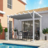 Pergola 12m² HABRITA aluminium blanc avec toile d'ombrage gris