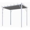 Pergola 12m² HABRITA aluminium blanc avec toile d'ombrage gris