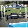 Pergola 12m² HABRITA aluminium blanc avec toile d'ombrage gris