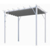 Pergola 12m² HABRITA 100% aluminium blanc+toile 280gr/m² gris