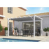 Pergola 12m² HABRITA 100% aluminium blanc+toile 280gr/m² gris