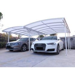 Carport double en aluminium laqué blanc et polycarbonate 6mm X-METAL