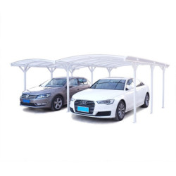 Carport double en aluminium laqué blanc et polycarbonate 6mm X-METAL