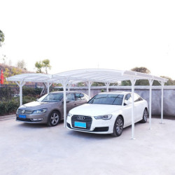 Carport double en aluminium laqué blanc et polycarbonate 6mm X-METAL