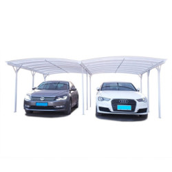 Carport double en aluminium laqué blanc et polycarbonate 6mm X-METAL