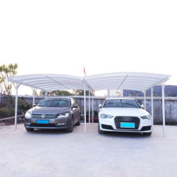 Carport double en aluminium laqué blanc et polycarbonate 6mm X-METAL