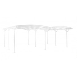 Carport double en aluminium laqué blanc et polycarbonate 6mm X-METAL