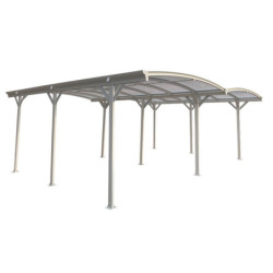 Carport double en aluminium laqué blanc et polycarbonate 6mm X-METAL