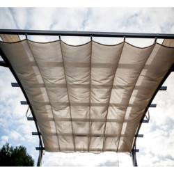 Pergola arche 11,22m² HABRITA alu/acier gris + toile d'ombrage écru