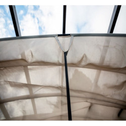 Pergola arche 11,22m² HABRITA alu/acier gris + toile d'ombrage écru