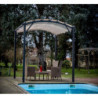 Pergola arche 11,22m² HABRITA alu/acier gris + toile d'ombrage écru