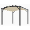 Pergola arche 11,22m² HABRITA alu/acier gris + toile d'ombrage écru