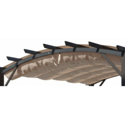 Pergola arche 11,22m² HABRITA alu/acier gris + toile d'ombrage écru