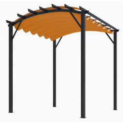 Pergola arche 11,22m² HABRITA alu/acier gris + toile d'ombrage rouille
