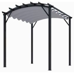 Pergola arche 11,22m² HABRITA alu/acier gris + toile d'ombrage gris
