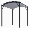 Pergola arche 11,22m² HABRITA alu/acier gris + toile d'ombrage gris
