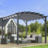 Pergola arche 11,22m² HABRITA alu/acier+toile d'ombrage gris 280gr/m²