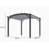 Pergola arche 11,22m² HABRITA alu/acier+toile d'ombrage gris 280gr/m²