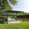 Pergola bioclimatique 10,80m² alu + toit avec lames ovales HABRITA