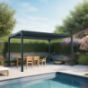 Pergola bioclimatique 10,80m² alu + toit avec lames ovales HABRITA