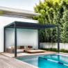 Pergola bioclimatique 10,80m² alu + toit avec lames ovales HABRITA