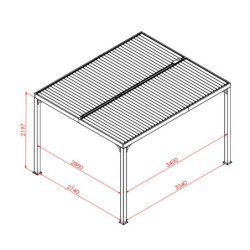 Pergola bioclimatique 10,80m² alu + toit avec lames ovales HABRITA