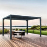 Pergola bioclimatique 10,80m² alu + toit avec lames ovales HABRITA
