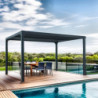 Pergola bioclimatique 10,80m² alu + toit avec lames ovales HABRITA