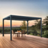 Pergola bioclimatique 10,80m² alu + toit avec lames ovales HABRITA