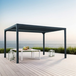 Pergola bioclimatique 10,80m² alu + toit avec lames ovales HABRITA
