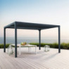 Pergola bioclimatique 10,80m² alu + toit avec lames ovales HABRITA
