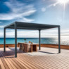 Pergola bioclimatique 10,80m² alu + toit avec lames ovales HABRITA