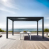 Pergola bioclimatique 10,80m² alu + toit avec lames ovales HABRITA