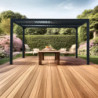 Pergola bioclimatique 10,80m² alu + toit avec lames ovales HABRITA